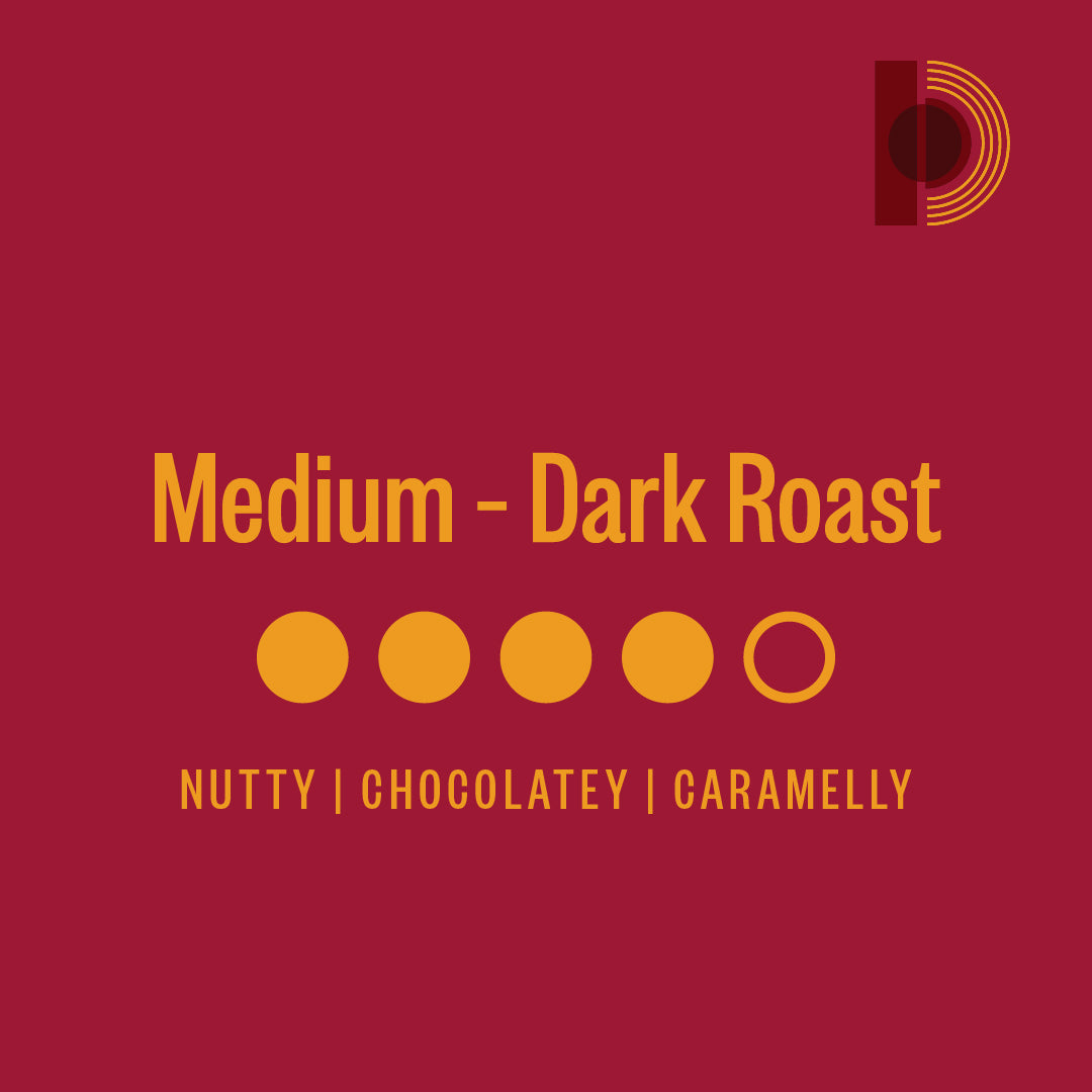 Griffiths Bros Coffee Roasters Grand Duchess Blend Nutty Chocolatey and Caramelly tasting notes. Medium Dark Roast Coffee