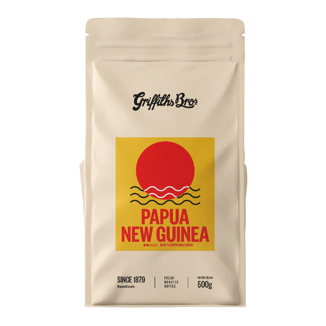 Griffiths Bros Coffee Roasters Papua New Guinea Single Origin. Bright and Exotic PNG Coffee. Papua New Guinea Coffee.