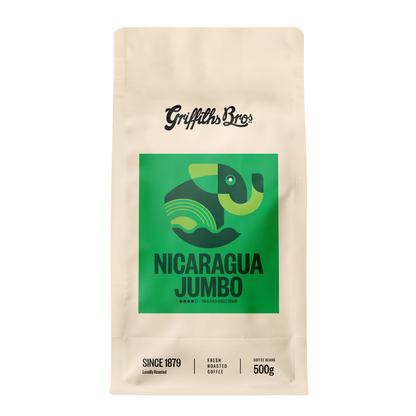 Griffiths Bros Nicaragua Jumbo coffee package on a white background
