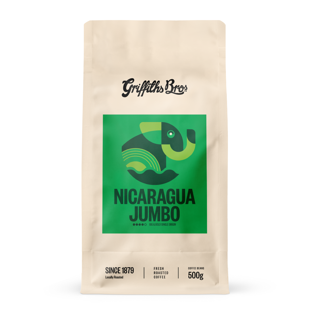 Griffiths Bros Nicaragua Jumbo coffee package on a white background