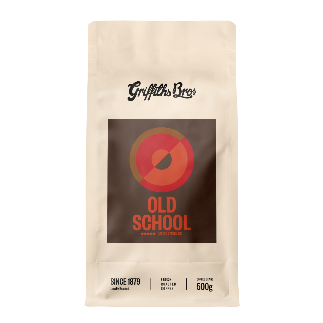 Griffiths Bros Coffee Roasters Old School Blend Tasting Notes Dark Chocolate Dried Fruit Nutty. Fruit and Nut coffee.