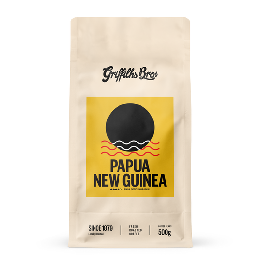 Griffiths Bros Coffee Roasters Papua New Guinea Single Origin. Tasting Notes Dark Chocolate Spicy Nutty