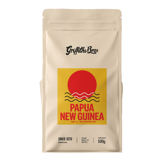 Griffiths Bros Coffee Roasters Papua New Guinea Single Origin. Bright and Exotic PNG Coffee. Papua New Guinea Coffee.