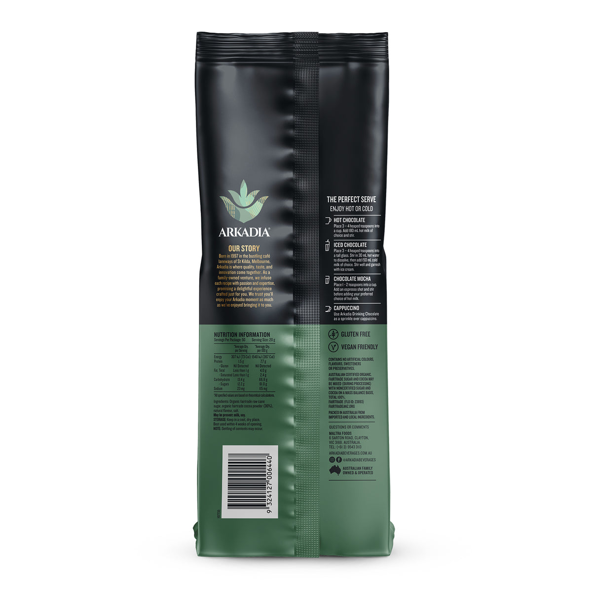 Arkadia Fairtrade Organic Drinking Chocolate 1kg